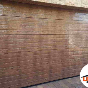 Horizontal Slatted double wooden look Garage Door